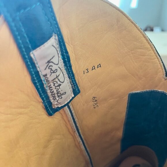 Rod Patrick Mens Cowboy Boots 13 AA Black Ostrich Blue Top Western Square Toe - Picture 9 of 12